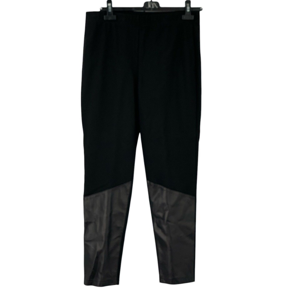 St John Pant Black Pull On Legging Leather High Rise Moto Punk Rock Knit Soft M